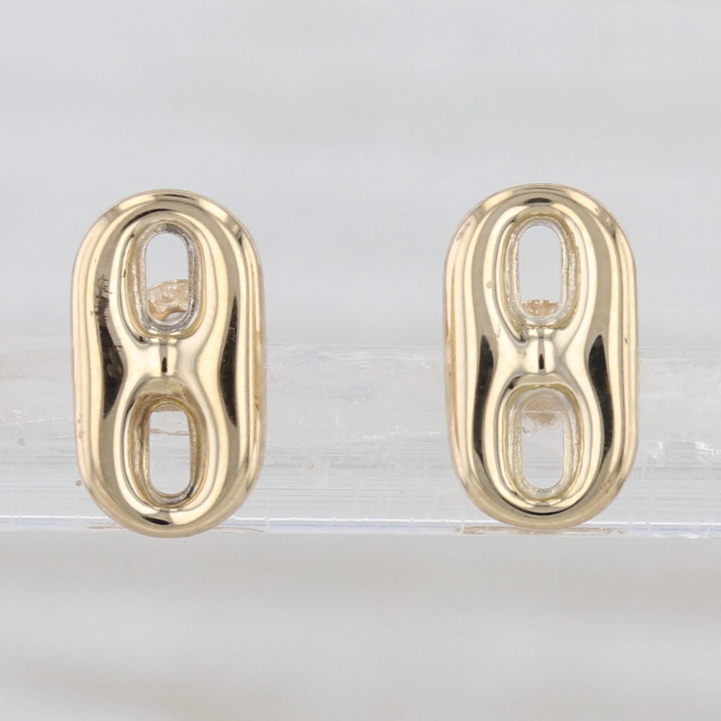 Anchor Chain Link Stud Earrings 18k Yellow Gold Small Infinity Studs