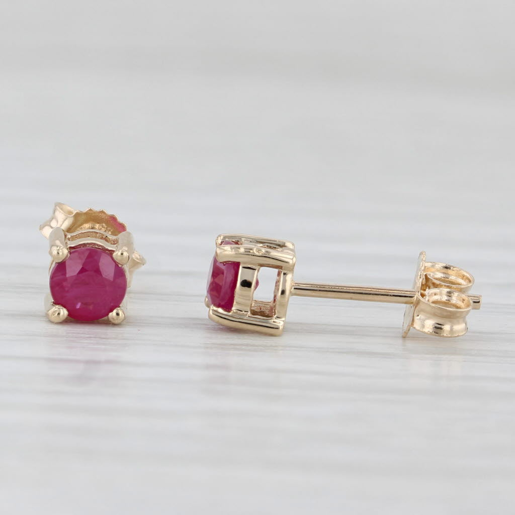 Light Gray 0.50ctw Round Ruby Stud Earrings 14k Yellow Gold