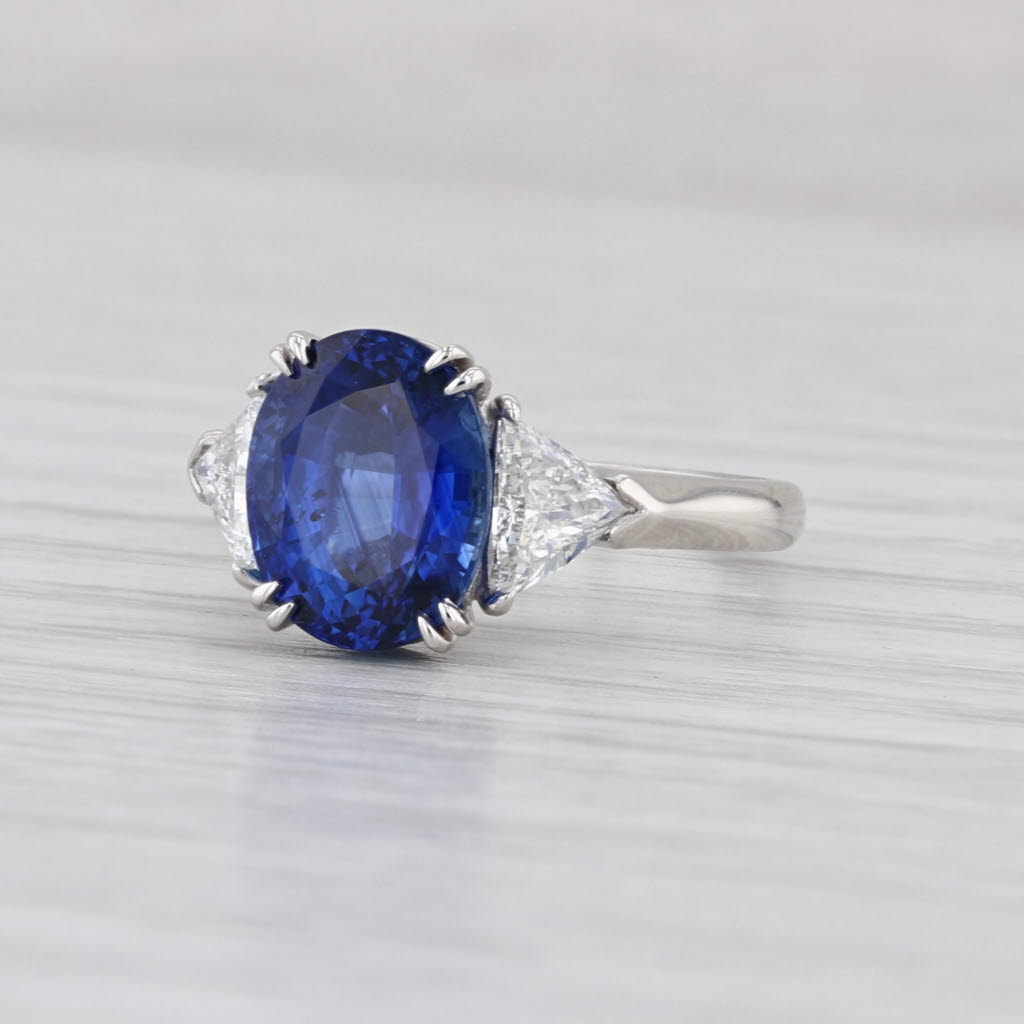 GIA 5.36ctw Oval Blue Sapphire Diamond Ring 950 Platinum Size 6.5 Engagement