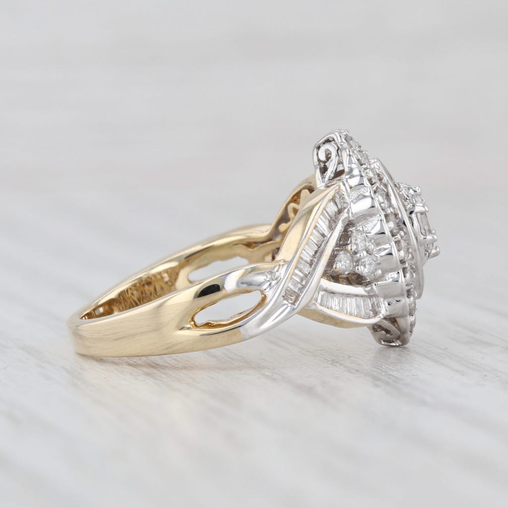 Vintage 0.748ctw Diamond Marquise Halo Engagement Ring 14k Gold Size 7
