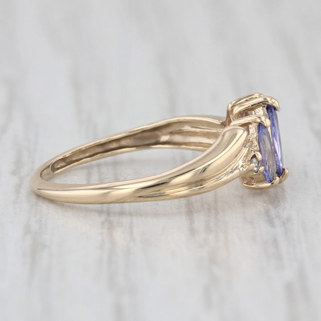 0.51ctw Tanzanite Diamond Ring 10k Yellwo Gold Marquise 3-Stone Size 4.25