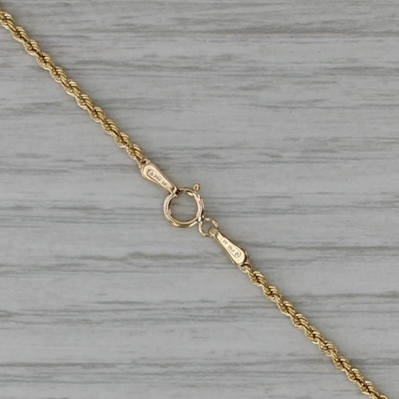 24" 1.6mm Rope Chain Necklace 14k Yellow Gold Italy