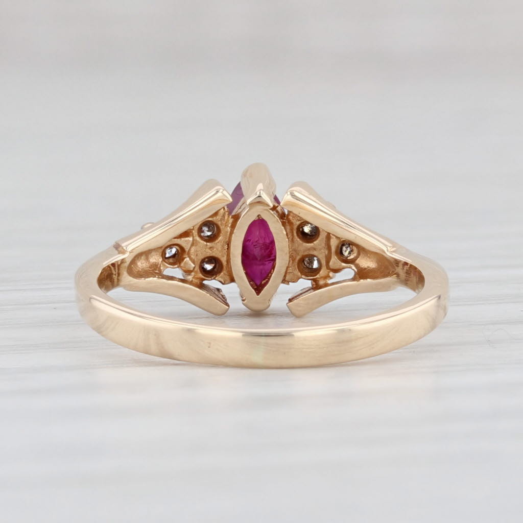 Light Gray 0.37ctw Marquise Ruby Diamond Ring 14k Yellow Gold Size 3.25