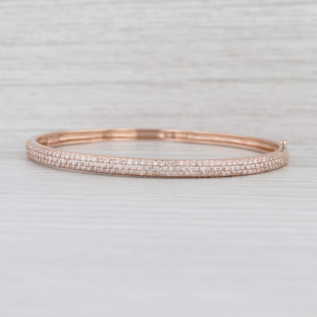 0.80ctw Pave Diamond Bangle Bracelet 14k Rose Gold 6.75" 4.1mm