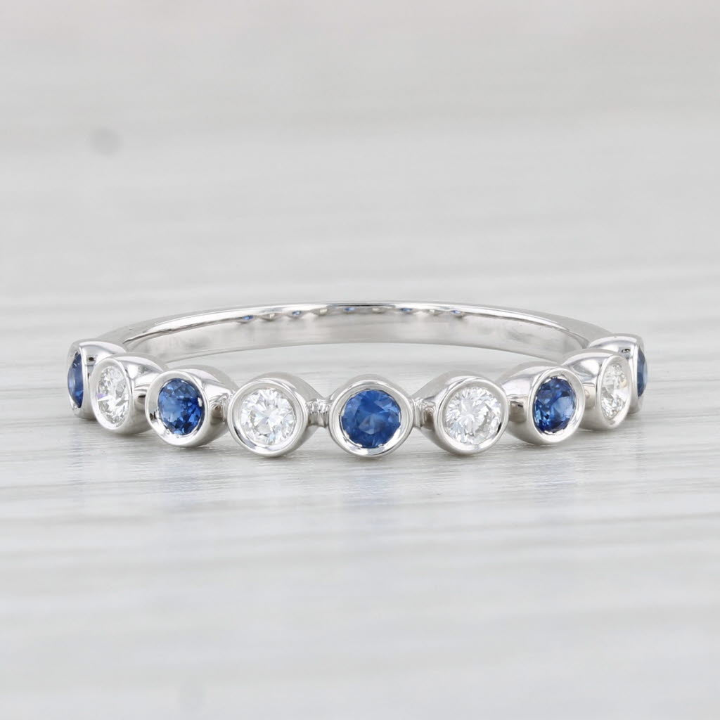 Light Gray New .32ctw Sapphire Diamond Stackable Ring 14k White Gold Size 7 Stacking Band