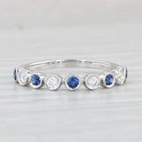 New .32ctw Sapphire Diamond Stackable Ring 14k White Gold Size 7 Stacking Band