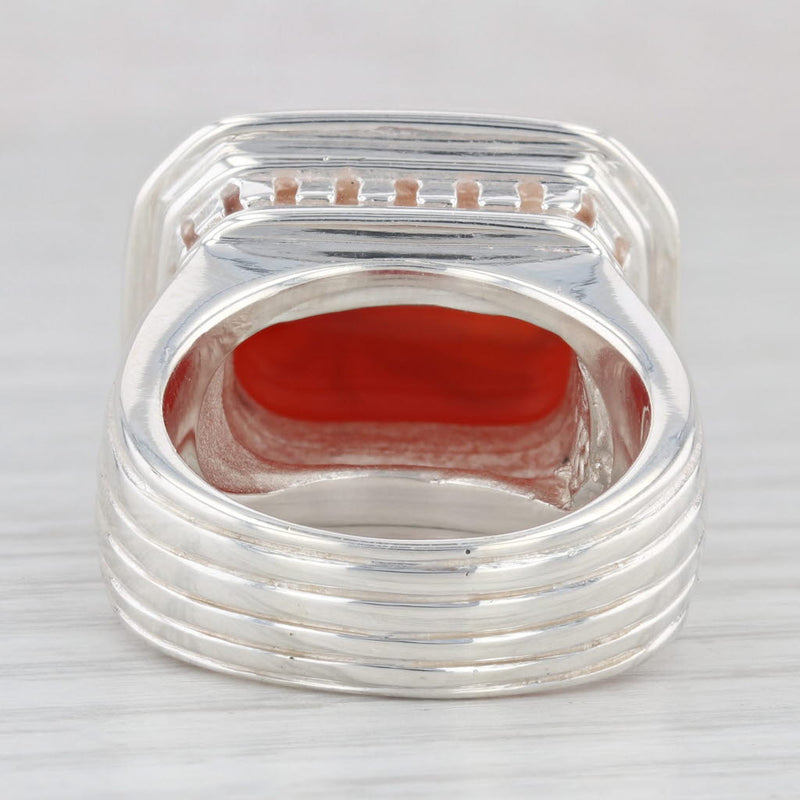 Slane & Slane Red Chalcedony Bee Intaglio Seal Signet Ring Sterling Silver
