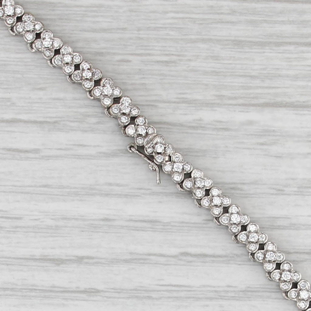 5.20ctw Diamond Flower Tennis Necklace 18k White Gold 16" 5mm