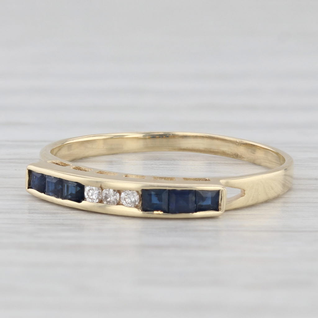 Light Gray 0.27ctw Blue Sapphire Diamond Ring 14k Yellow Gold Size 7 Stackable Band