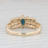 0.60ctw Marquise Blue Sapphire Diamond Ring 14k Yellow Gold Size 9.5