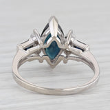 2.68ctw Blue Sapphire Marquise Diamond Ring 14k White Gold Size 8.25