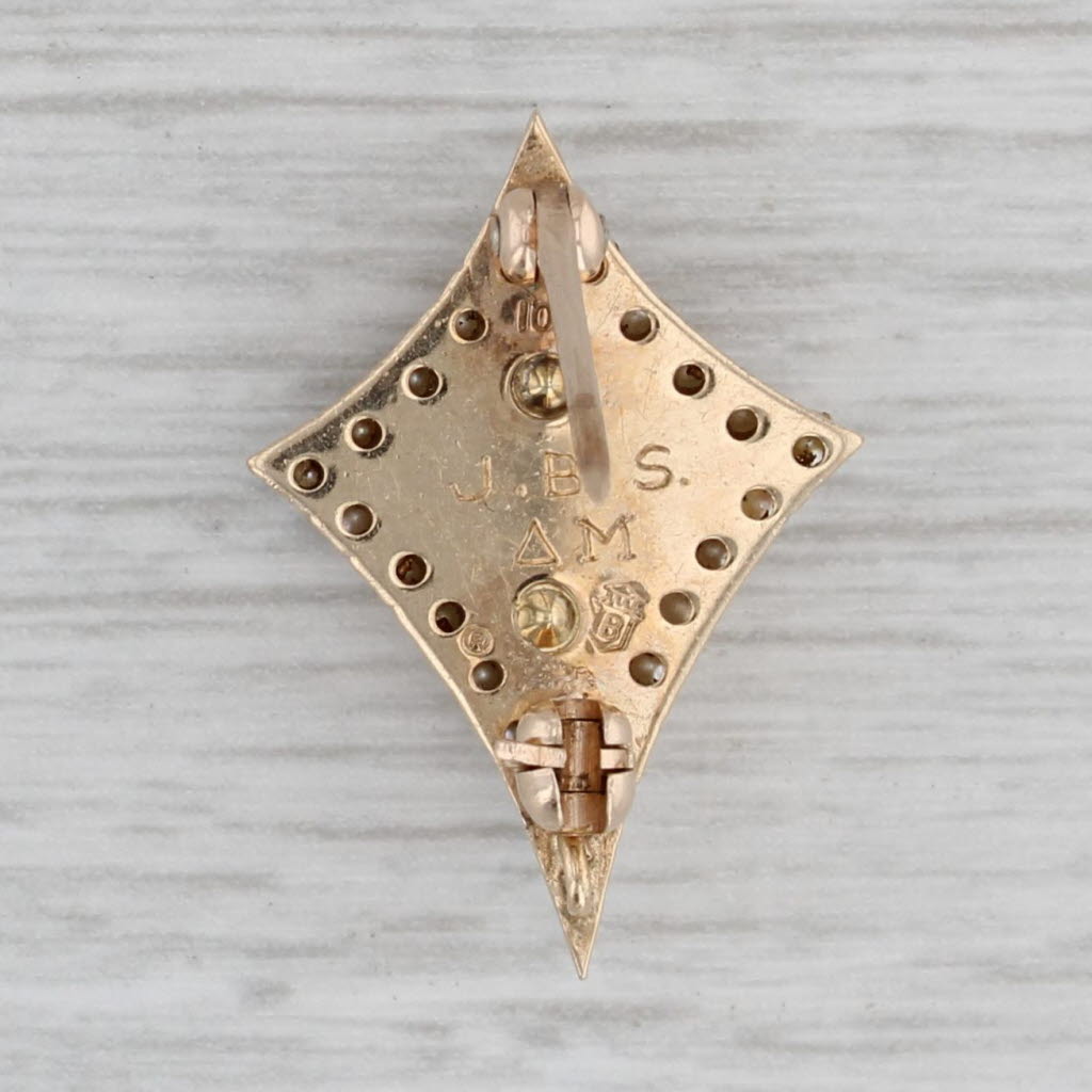 Gray Kappa Alpha Theta Sorority Pin 10k Gold Pearls Diamonds Vintage Greek Badge