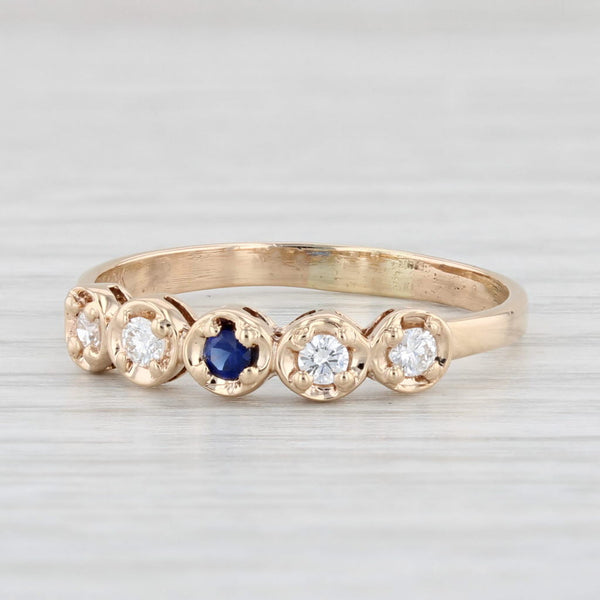 Light Gray 0.18ctw Blue Lab Created Sapphire Diamond Ring 10k Yellow Gold Size 8.5 Stackable