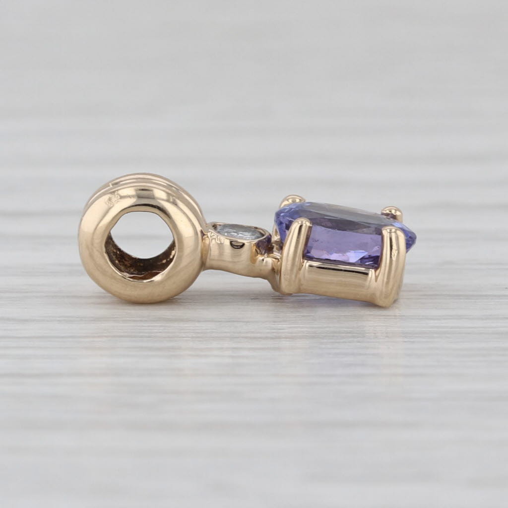 0.85ctw Tanzanite Diamond Pendant 14k Yellow Gold Small Drop