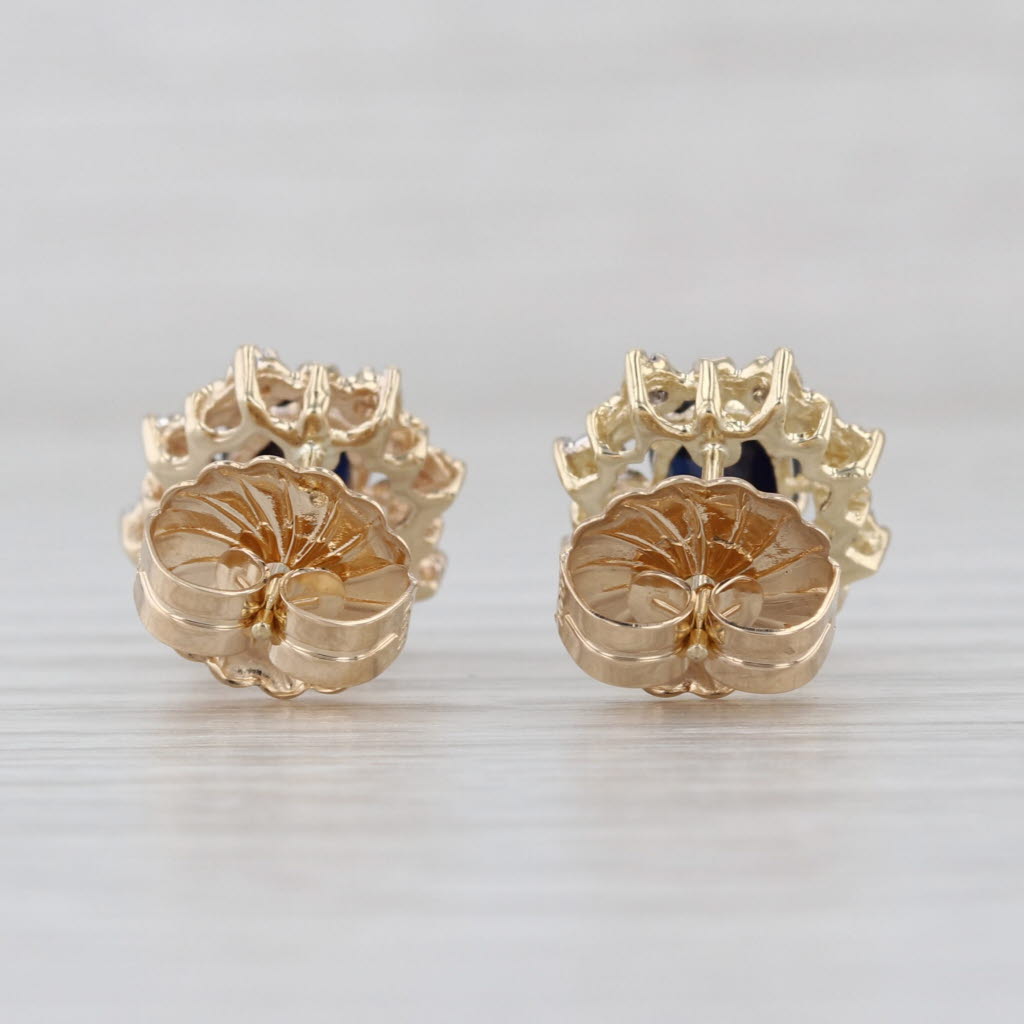 2.08ctw Lab Created Sapphire Diamond Halo Stud Earrings 14k Yellow Gold Studs