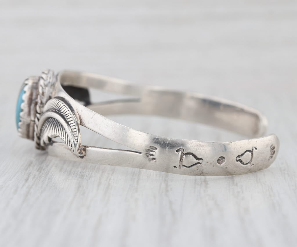 Turquoise Onyx Mosaic Cuff Bracelet Sterling Silver Arrow Hallmark Taxco Mexico