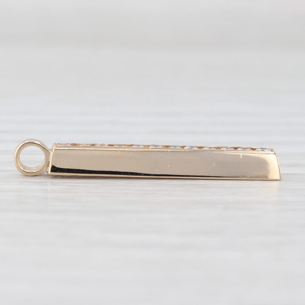 Light Gray 0.30ctw Diamond 14k Yellow Gold Bar Drop Pendant