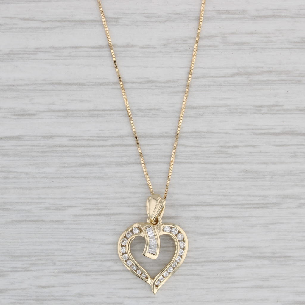 Gray 10.24ctw Diamond Heart Pendant 14k Yellow Gold 18" Box Chain