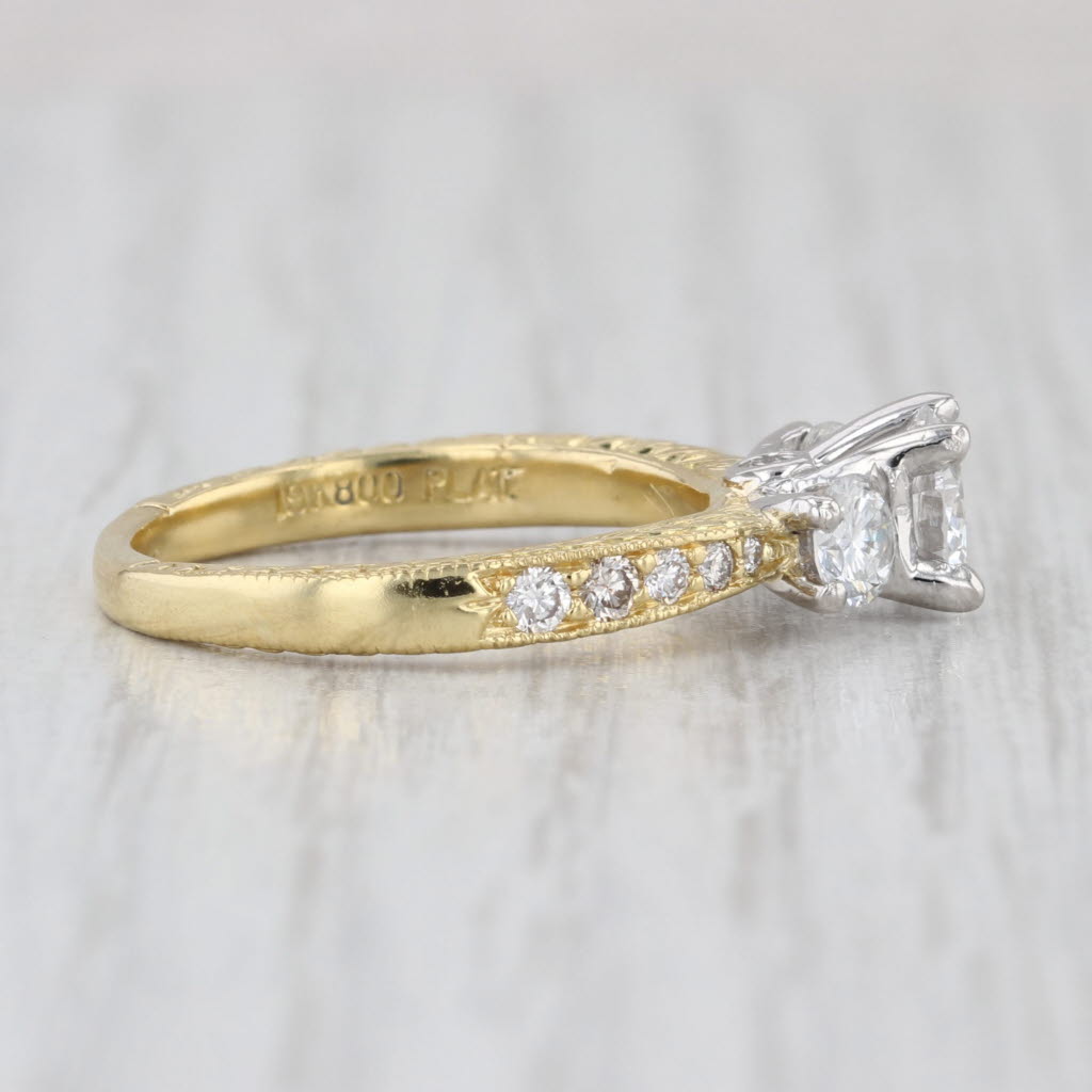 Scott Kay GIA 1.36ctw Diamond 3-Stone Engagement Ring 19k 800 Platinum Size 7