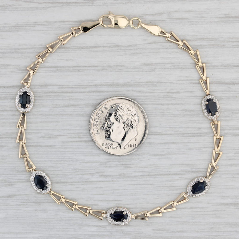 1.75ctw Blue Sapphire Bracelet 10k Yellow Gold 7.25" Chain