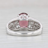 Light Gray 2.61ctw Pink Oval Tourmaline Diamond Ring 14k White Gold Size 6.74