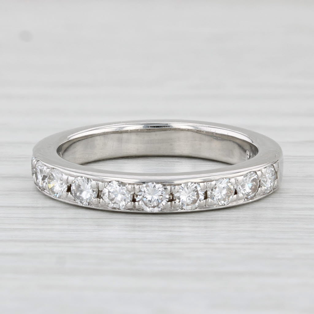 Light Gray 0.90ctw Diamond Wedding Band Platinum Size 7.25-7.5 Stackable Anniversary Ring