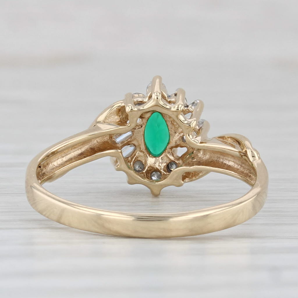 Light Gray 0.35ctw Lab Created Emerald Diamond Bypass Ring 10k Yellow Gold Size 7