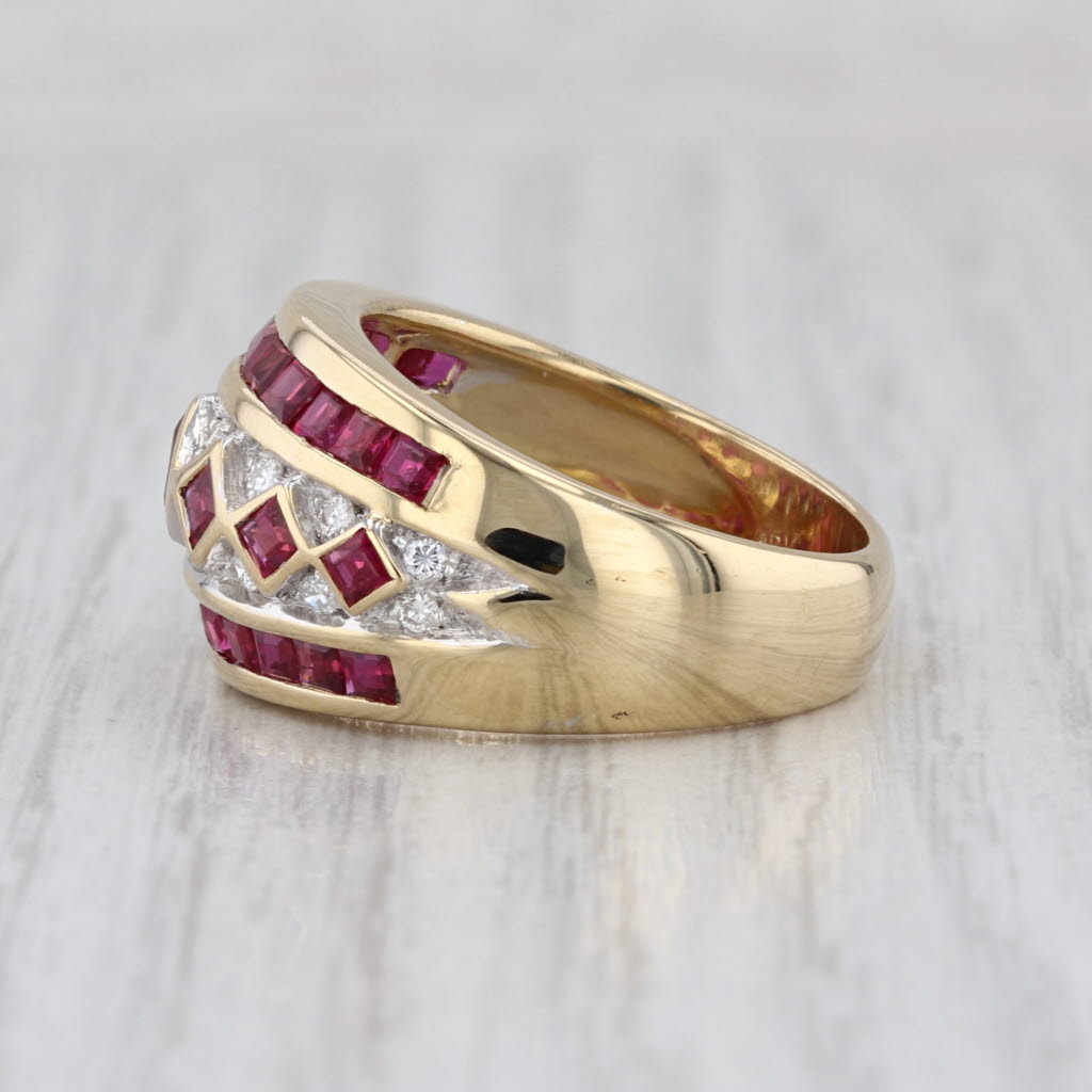 2.78ctw Ruby Diamond Domed Ring 18k Yellow Gold Size 8