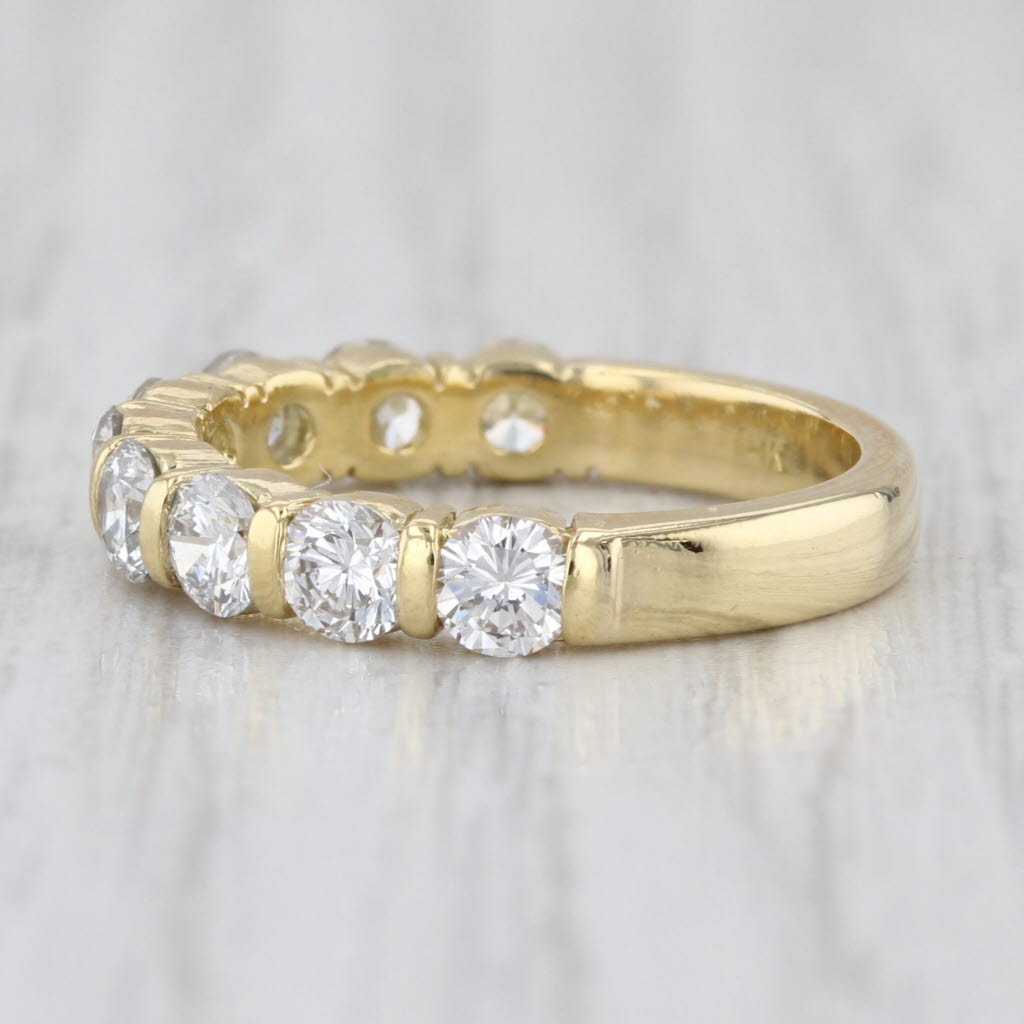 1.26ctw Diamond Wedding Anniversary Band 18k Yellow Gold Sz 5.25 Stackable Ring