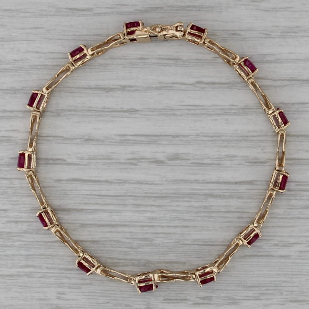 6.5ctw Ruby Tennis Bracelet 14k Yellow Gold X Infinity Link Chain 7.25" 5.1mm