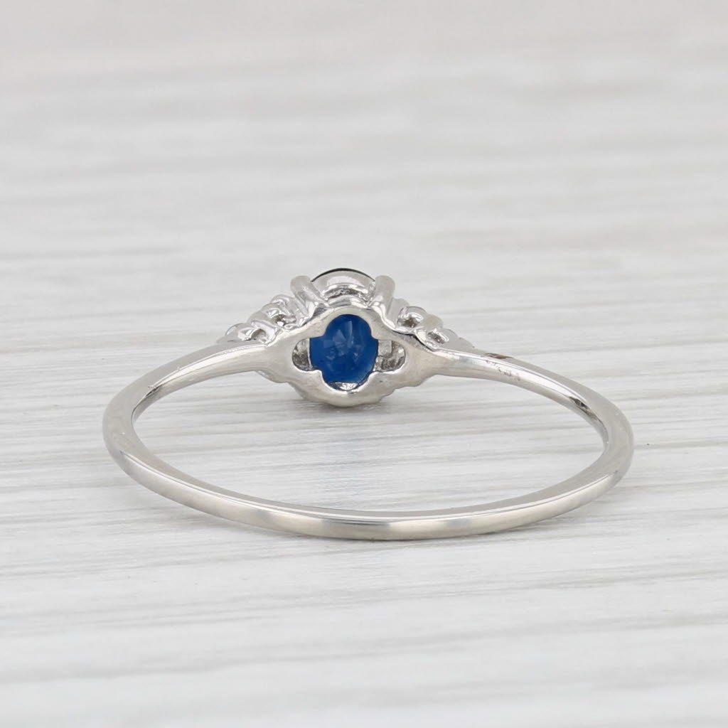 Light Gray 0.34ctw Oval Blue Sapphire Diamond Ring Platinum Size 6.75 Engagement