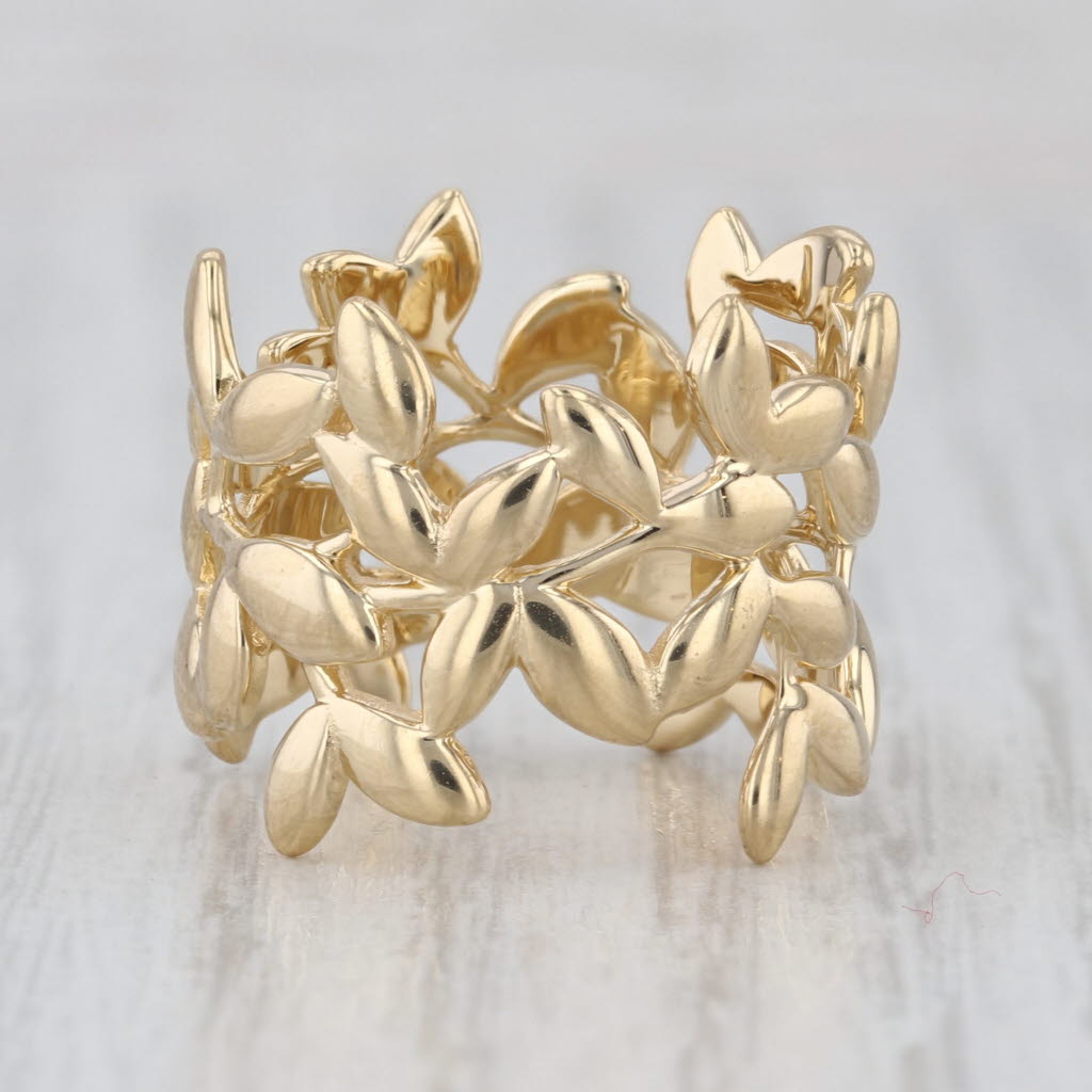 Tiffany & Co Paloma Picasso Olive Leaf Ring w/ Pouch 18k Yellow Gold Size 6 Band