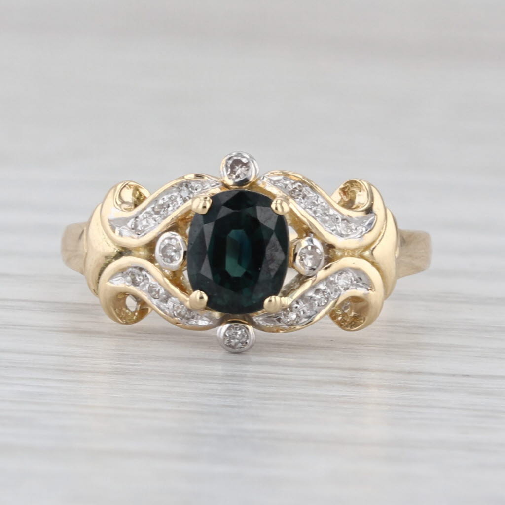 0.38ctw Blue Sapphire Diamond Ring 14k Yellow Gold Size 6.5