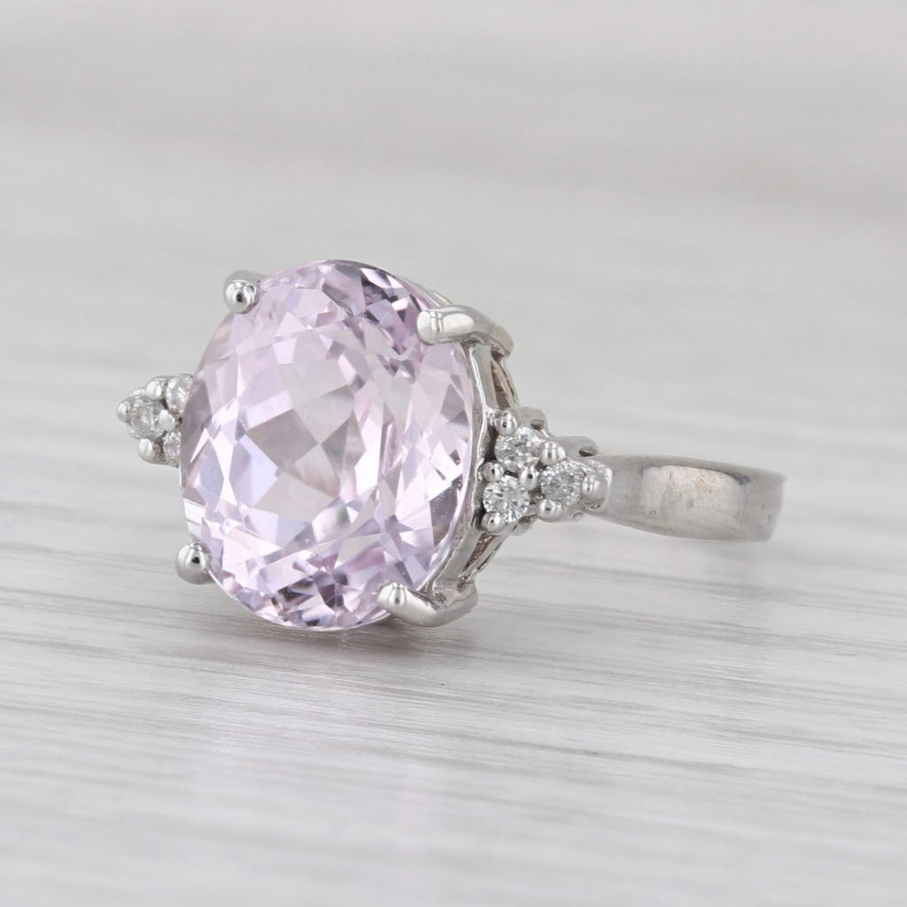 5.88ctw Pink Kunzite Diamond Ring 14k White Gold Size 8