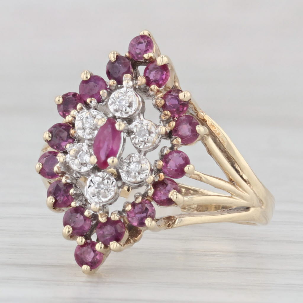 Light Gray 0.77ctw Ruby Diamond Halo Ring 10k Yellow Gold Size 6