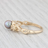 Gray Cultured Pearl Diamond Ring 14k Yellow Gold Size 6.75