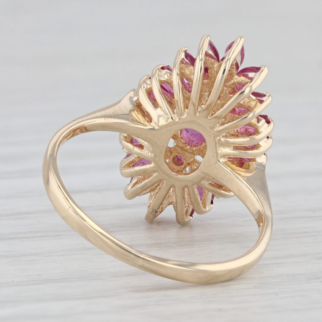 Light Gray 1.66ctw Ruby Halo Ring 14k Yellow Gold Size 5.5