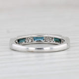 0.49ctw Blue Sapphire Diamond Ring 14k White Gold Stackable Wedding Band Sz 5.25