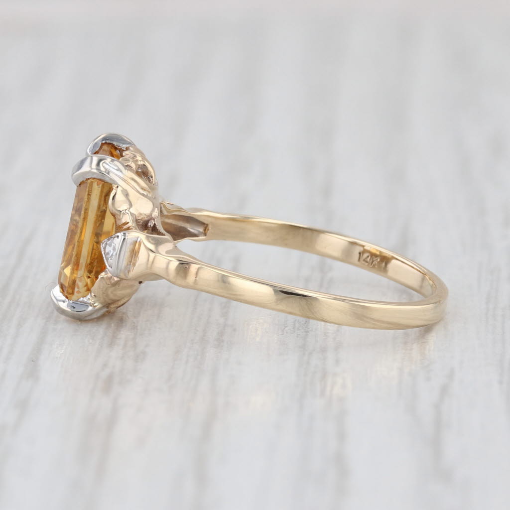 2.68ctw Emerald Cut Citrine Diamond Ring 14k Yellow Gold Size 8