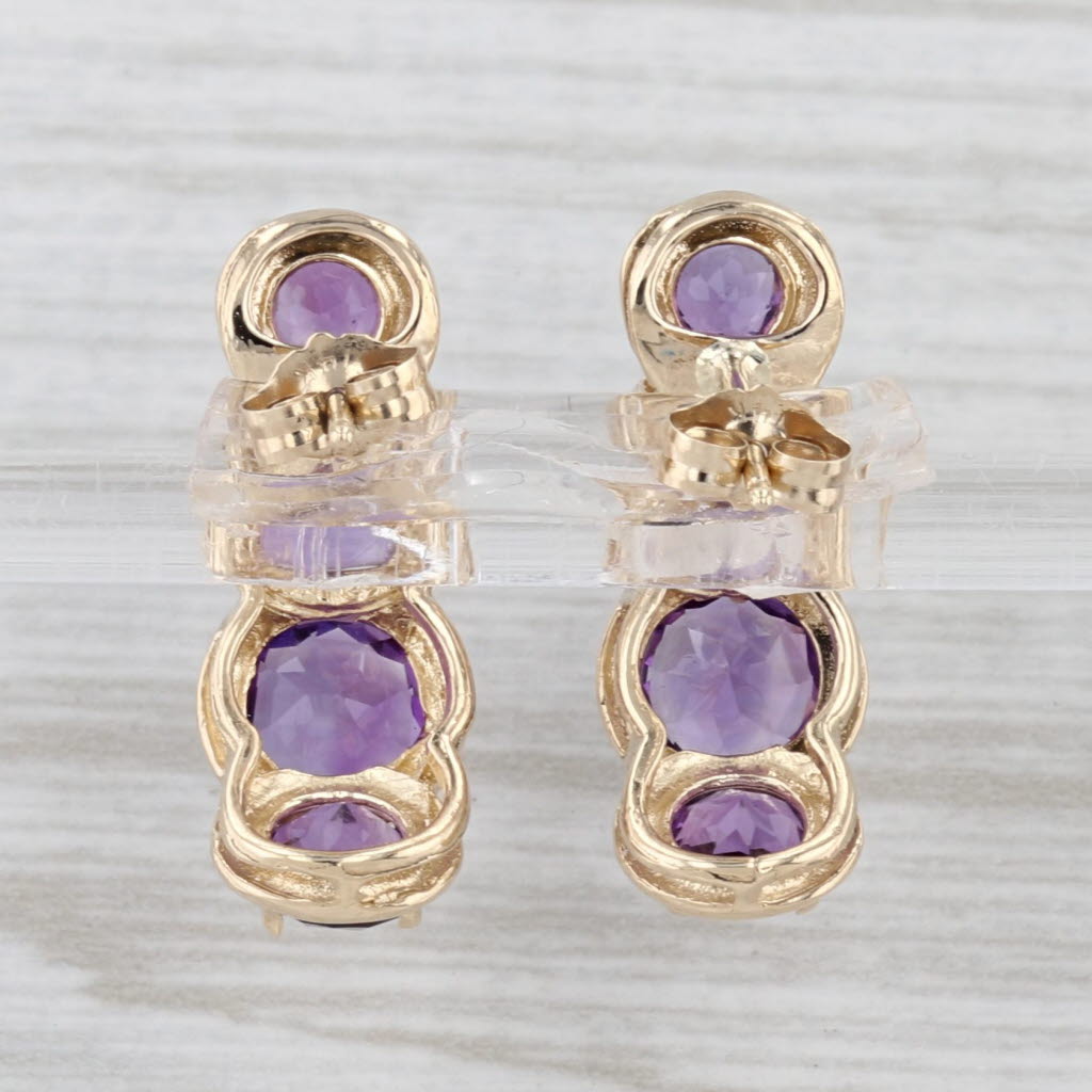 3.25ctw Amethyst Journey Earrings 14k Yellow Gold Drops