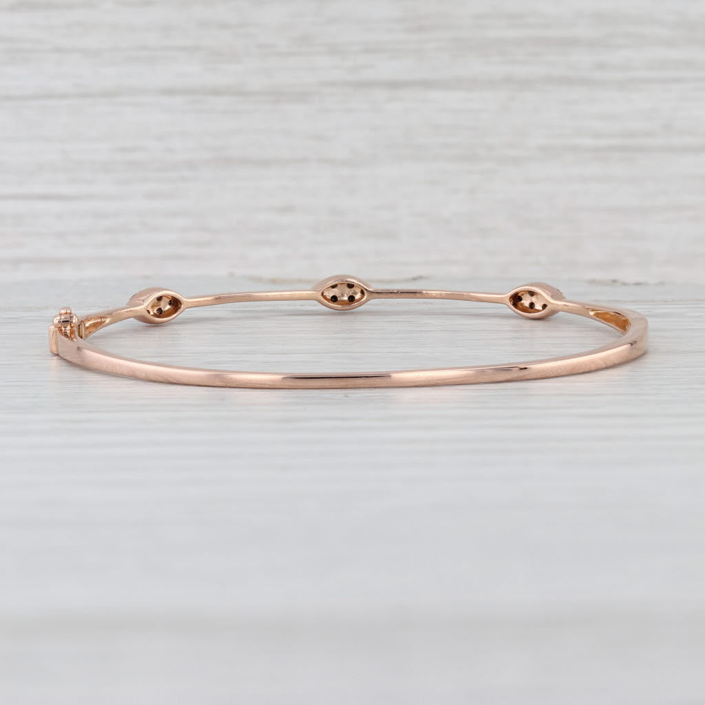 0.36ctw Black White Diamond Bangle Bracelet 14k Rose Gold 6.5" Stackable