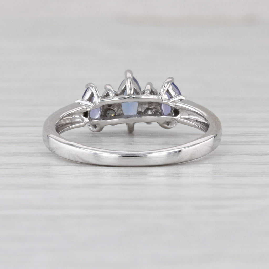 0.63ctw Tanzanite Diamond Ring 14k White Gold Size 7 3-Stone Stackable