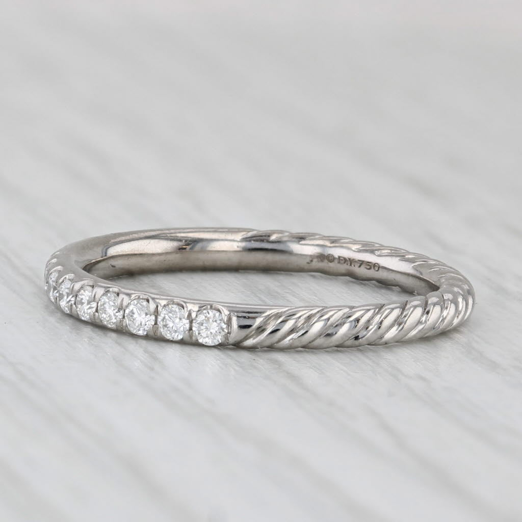 Light Gray David Yurman 0.33ctw Diamond Eden Partway Band 18k White Gold Stackable Ring