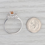Gray 1.06ctw Oval Orange Topaz Diamond Halo Ring 14k White Gold Size 9.25