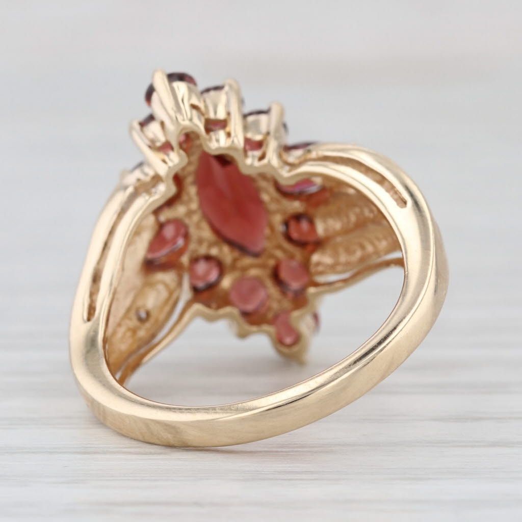 3.20ctw Garnet Halo Cocktail Ring 10k Yellow Gold Size 6.5 Bypass