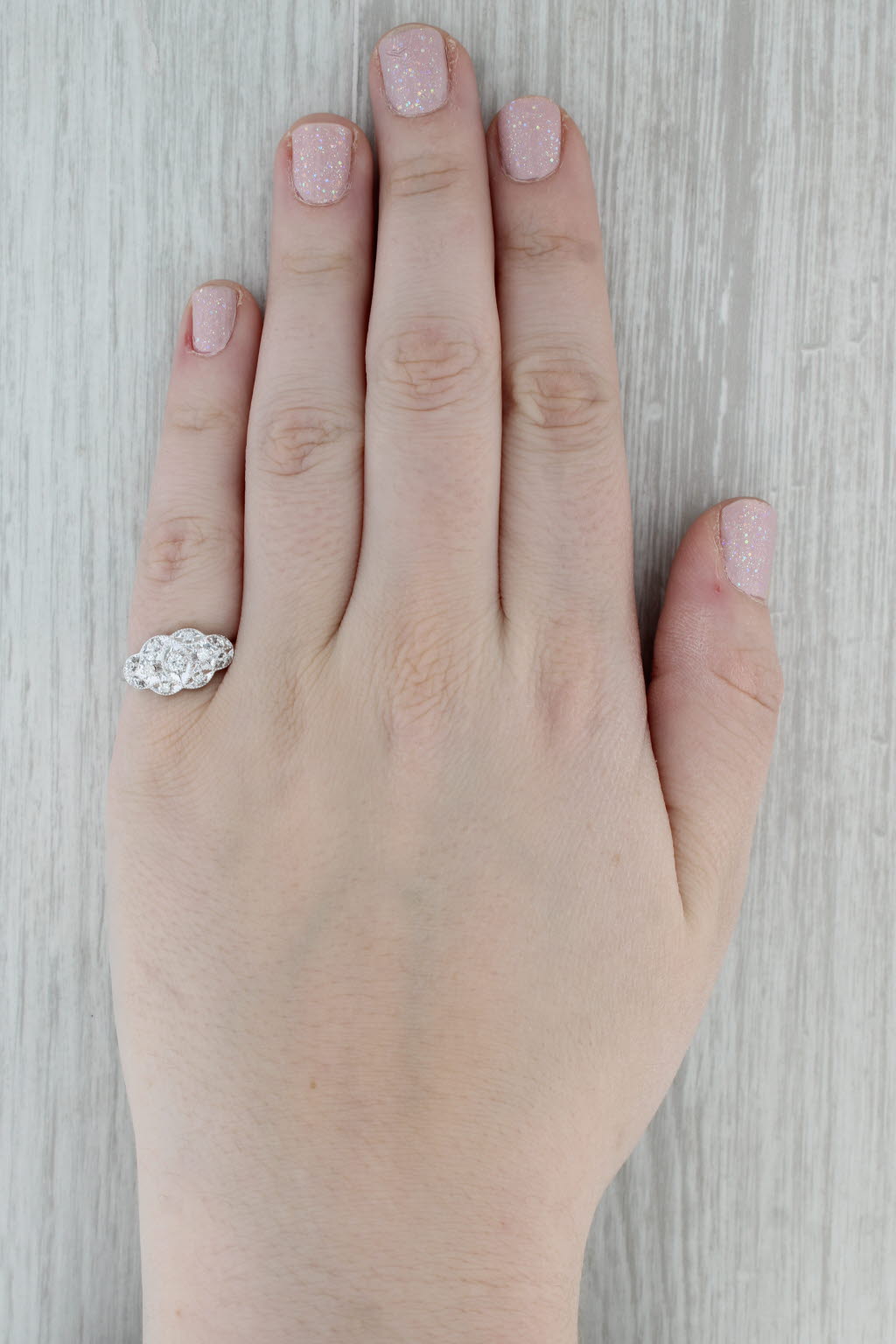Dark Gray Vintage 0.18ctw Diamond Princess Ring 14k White Gold Size 6.25