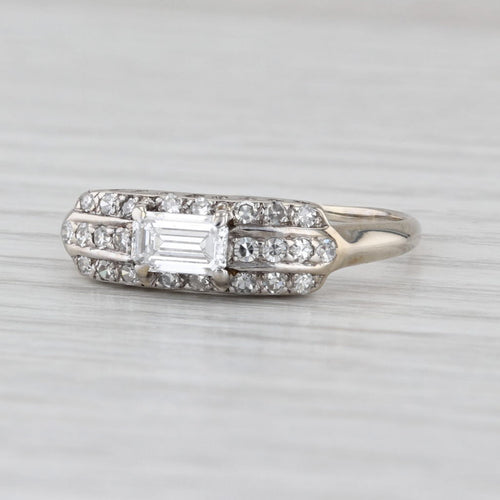 Vintage 0.62ctw Diamond Engagement Ring 14k White Gold Size 9.5 Stackable
