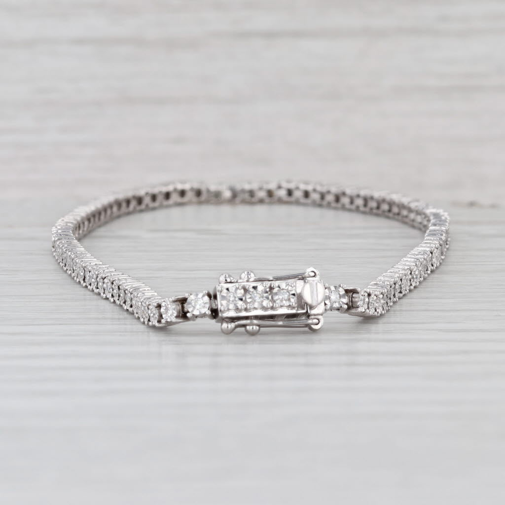 New 0.60ctw Diamond Tennis Bracelet 10k White Gold 8.75" 3mm