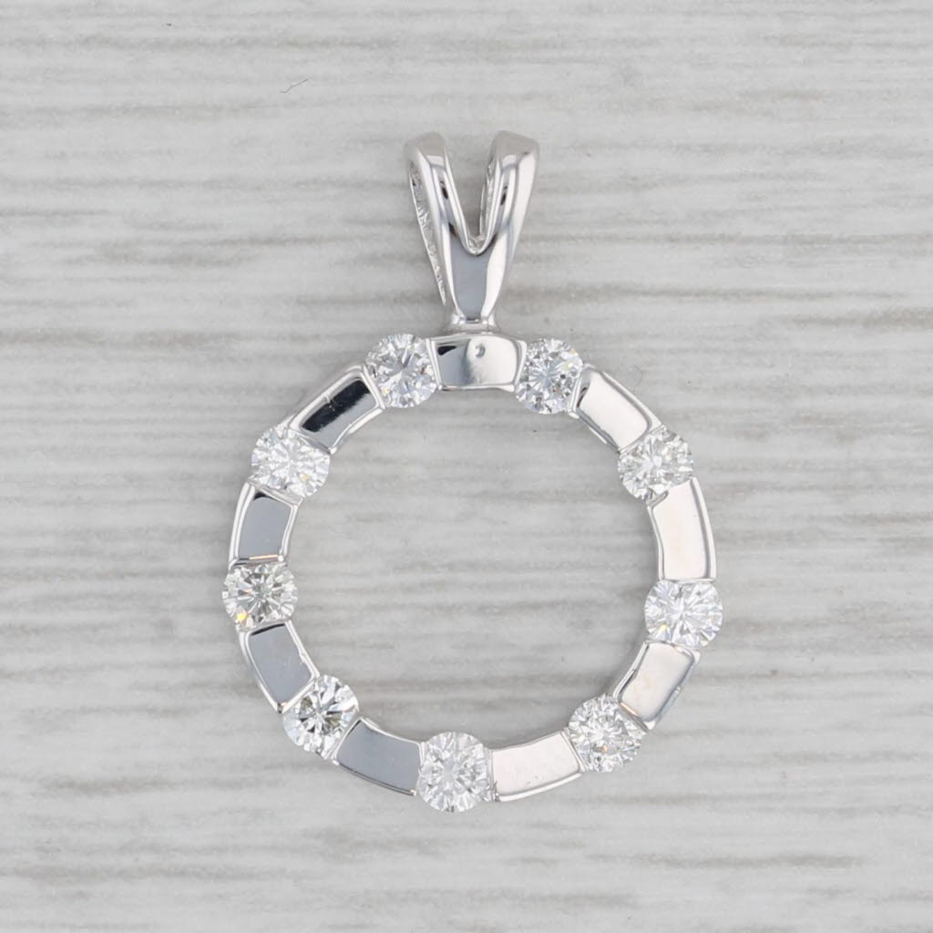 Gray 0.50ctw Diamond Open Circle Pendant 14k White Gold Small Drop