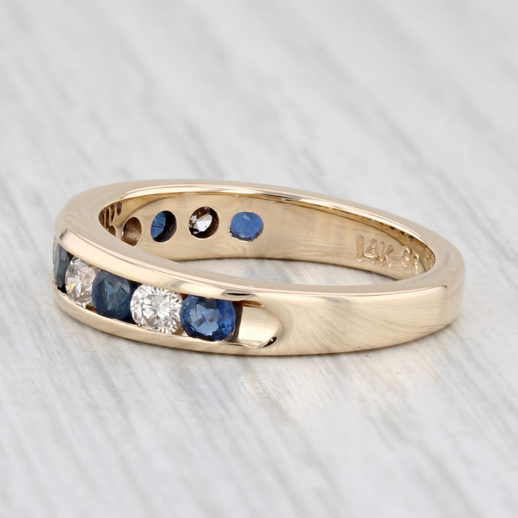 Light Gray 1.02ctw Blue Sapphire Diamond Ring 14k Yellow Gold Size 6-6.25 Stackable Band